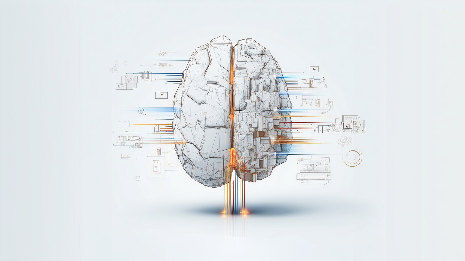 Visualización de cerebro conectado con mapas mentales médicos